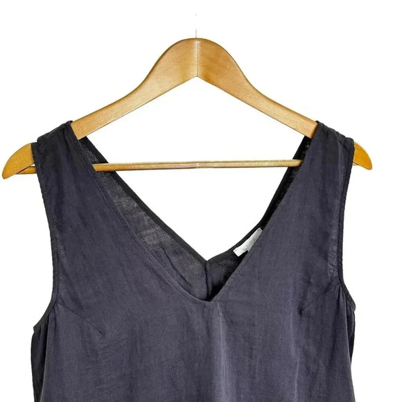 NWT Johnny Was Calme Double Gauze V Neck Drape Tank Top Graphite Gray SZ M - Picture 3 of 11